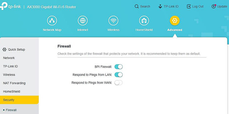 Firewall מובנה עם סינון אתרים מזיקים