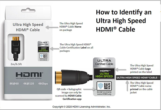 מדריך כיצד לזהות כבל HDMI בתקן 